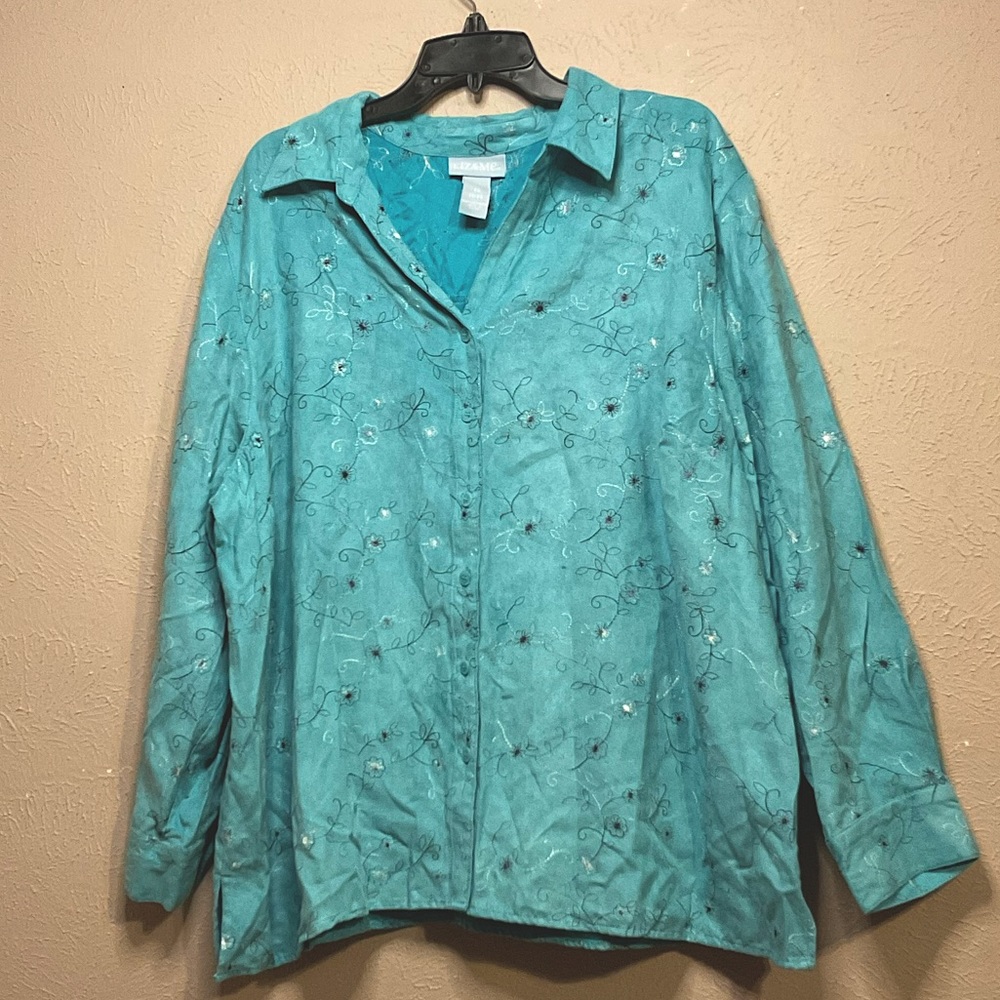 Cute blue Liz &Me 2X plus size blouse